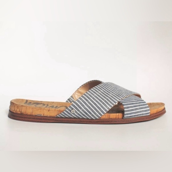 Sam Edelman | Women’s Blue/White Stripe Hattie Crisscross Canvas Slip On Flats - Picture 14 of 16